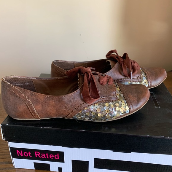 Not Rated Shoes - Brown Oxford Style Flats
